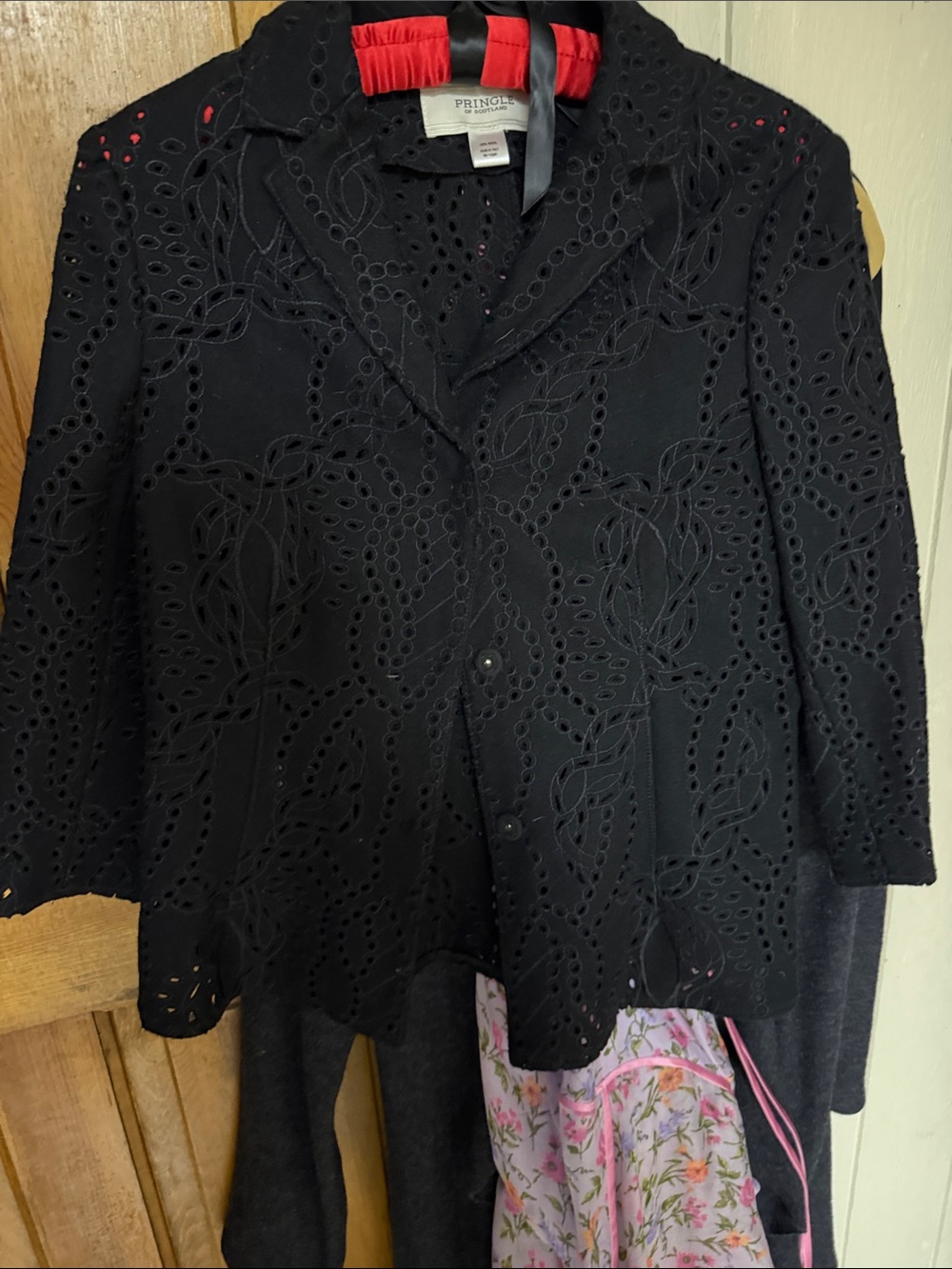 Pringle Black Eyelet Cutwork Blazer